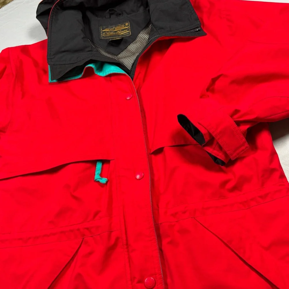 Eddie‎ Bauer Gore-Tex Jacket Womens Medium Red Vintage Mountain Parka Hooded